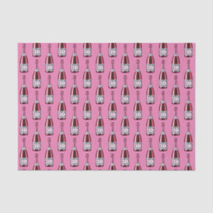 Pink and Leopard Print Birthday Champagne Bottle Tissue Paper