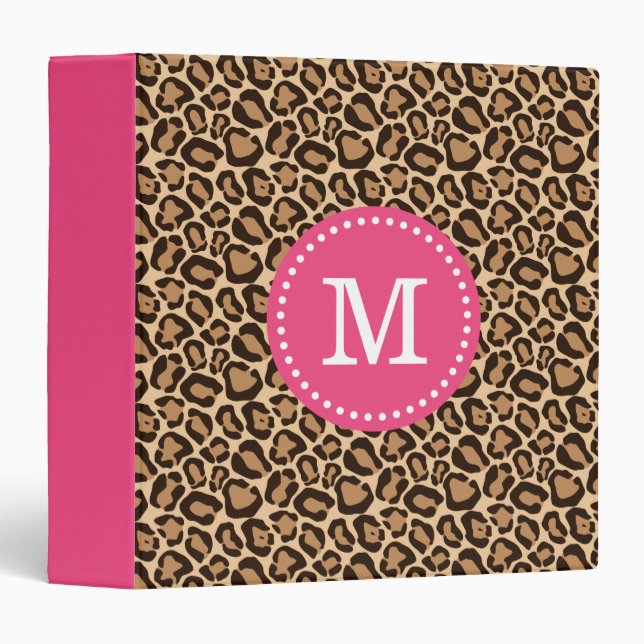 Pink and Leopard Print Custom Monogram Binder (Front/Spine)
