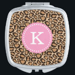 Pink and Leopard Print Custom Monogram Mirror For Makeup<br><div class="desc">Stylish modern travel compact mirror features a cute girly leopard animal print. Click Customize It to personalize the design with a monogram or add your own text and images to create a unique one of a kind design.</div>