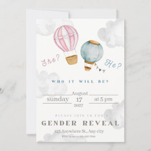 Pink And Light Blue Elegant Gender Reve Invitation