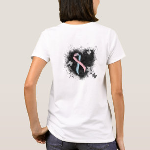 Pink and Light Blue Ribbon Grunge Heart T-Shirt