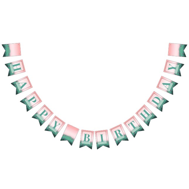 Pink and Light Green Birthday Party Bunting Flags (All)