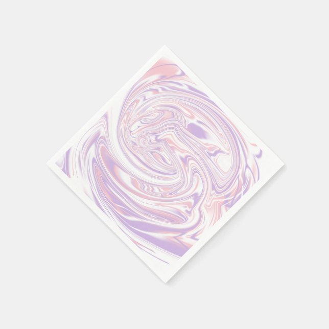 Pink And Lilac Modern Liquefied Marbling Lines Napkin (Corner)