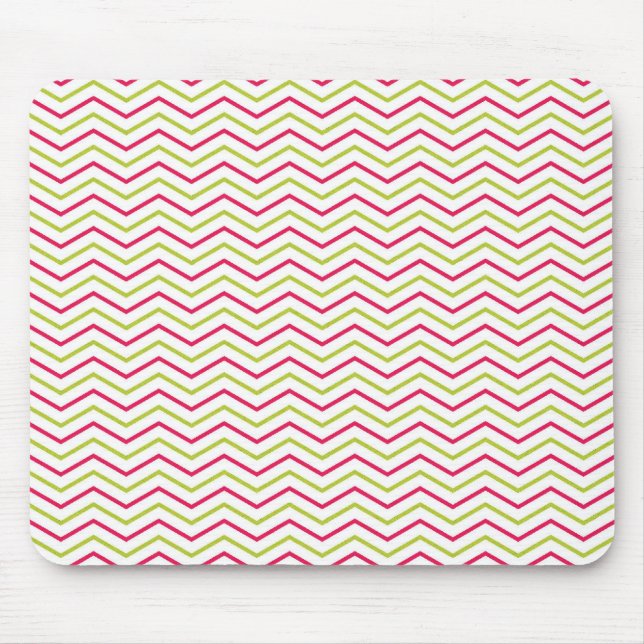 Pink and Lime Chevron Mouse Pad (Front)