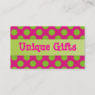Pink and Lime Green Polka Dots Business Card