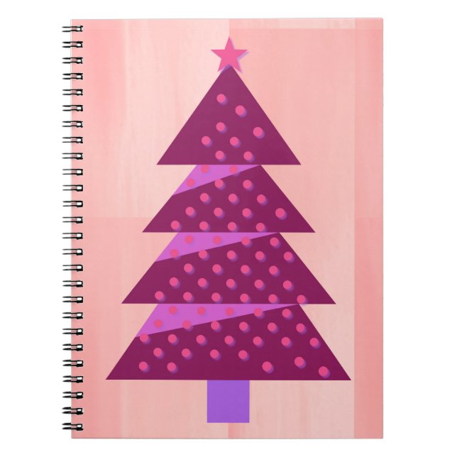 Pink and Magenta Christmas Tree Art Journal (Front)