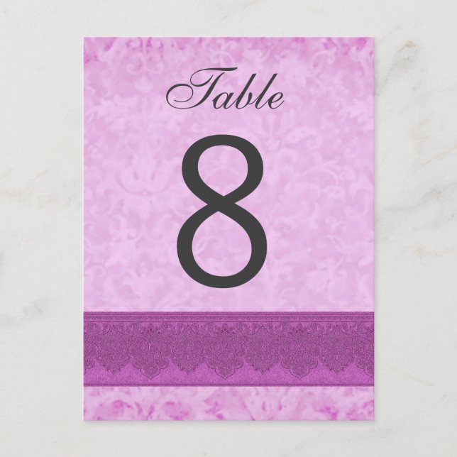 Pink and Magenta Wedding Table Number 8 V200 Postcard (Front)