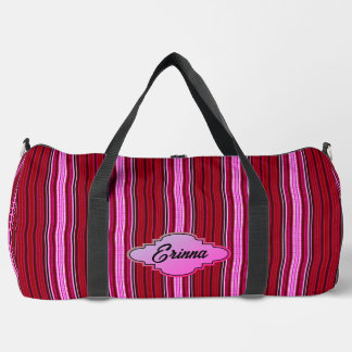 Pink and Maroon Stripes Duffle Bag