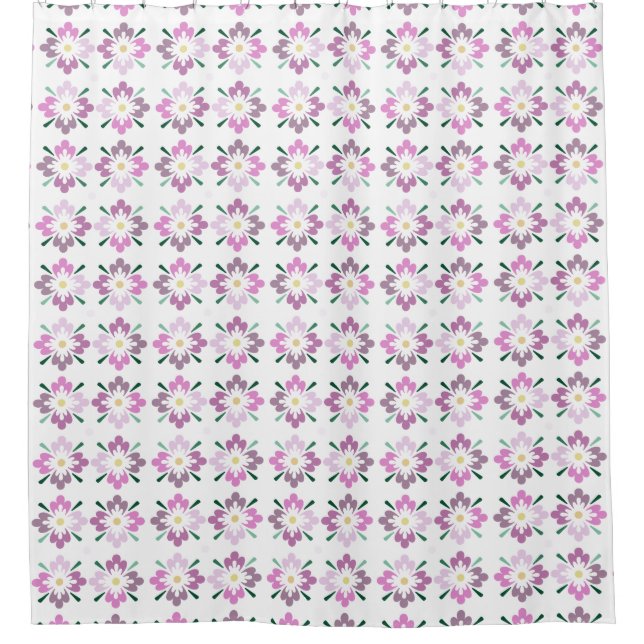Pink and mauve floral pattern on white background (Front)