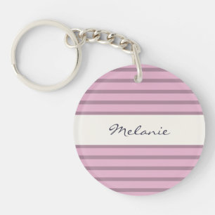 Pink and Mauve Striped Design Personalized Acrylic Keychain