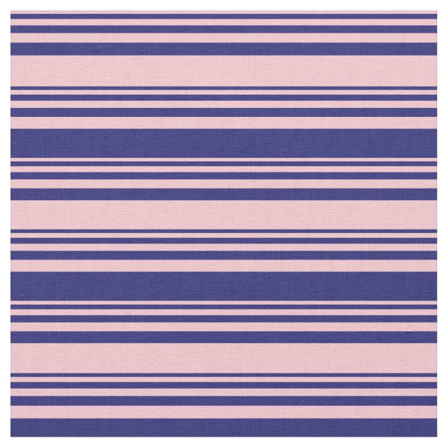 Pink and Midnight Blue Lined Pattern Fabric (Close Up)