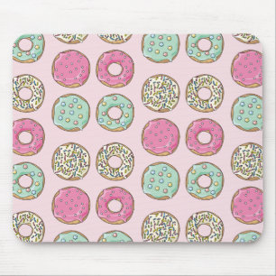 Pink and Mint Doughnut Print Mousepad