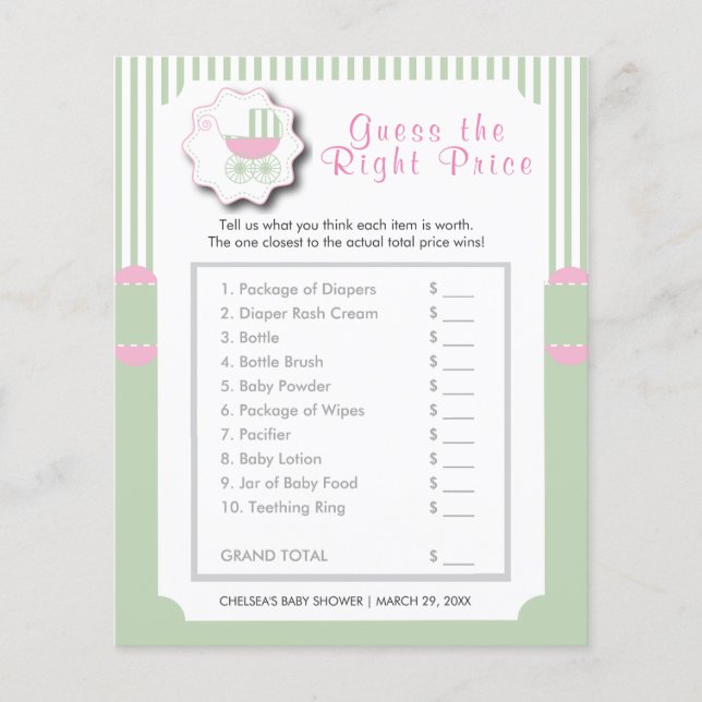 Pink and Mint Green Buggy - Price Flyer (Front)
