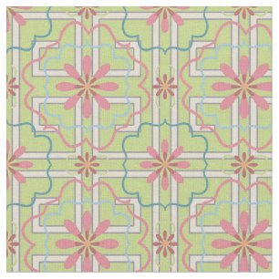 Pink and Mint Green   Floral Fantasy Fabric