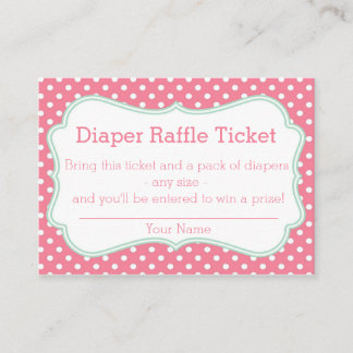 Pink and Mint Polka Dots Diaper Raffle Ticket Enclosure Card