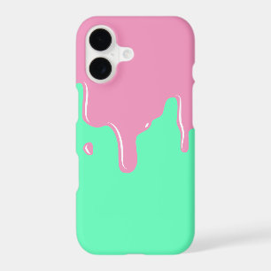 Pink and Mint Slime Dripping iPhone X Case