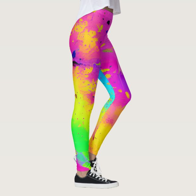 Pink And More Abstract Splash Paint Leggings (Right)