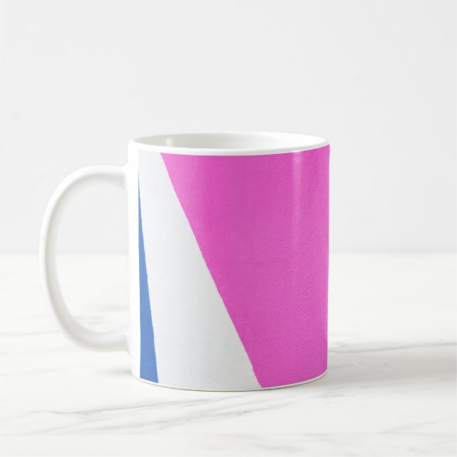 Pink and multicolored abstract art coffee mug (Left)