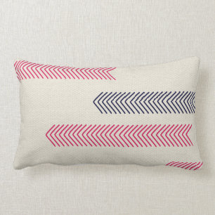 Pink and Navy Aztec Tribal Arrows Lumbar Pillow