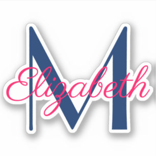 Pink and Navy Blue Monogram