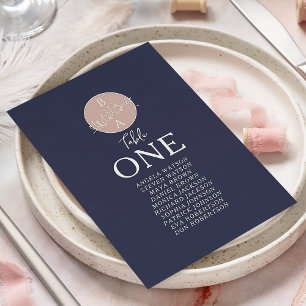 Pink and Navy Blue Wedding Seating Chart