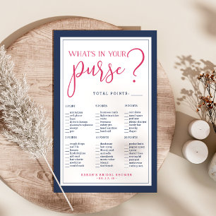 Pink and Navy Pineapple Bridal Shower Purse Game