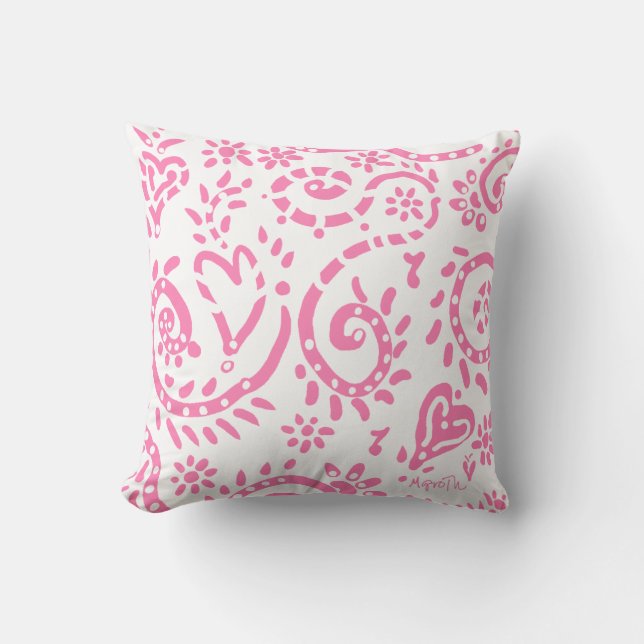 Pink and navy pip pillow (Front)
