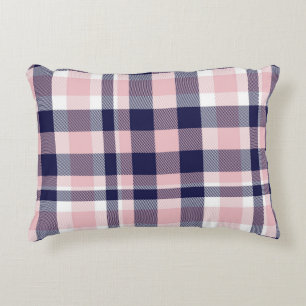 Pink and navy Plaid,  chequered,  tartan seamless  Accent Pillow