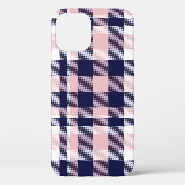 Pink and navy Plaid,  chequered,  tartan seamless  Case-Mate iPhone Case (Back)
