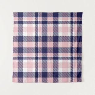 Pink and navy Plaid,  chequered,  tartan seamless  Tapestry