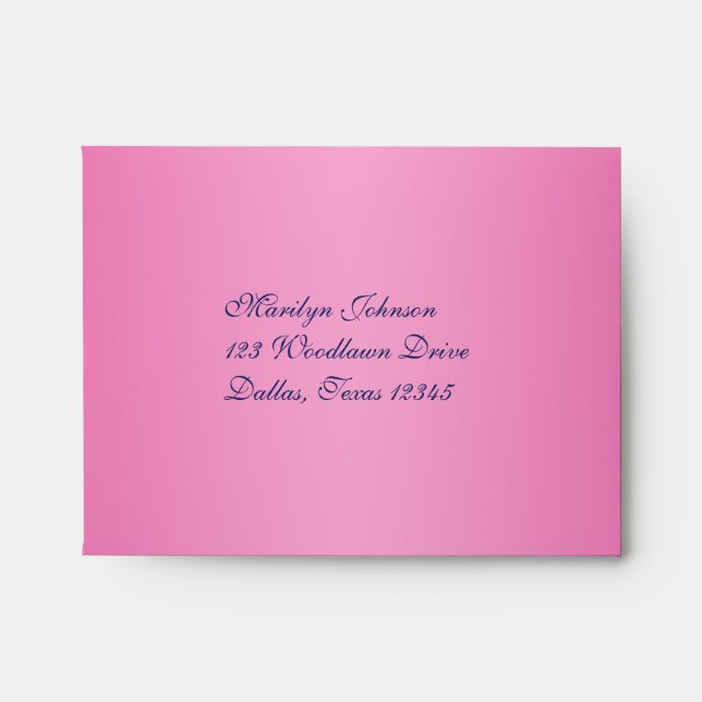 Pink and Navy Return Address Envelope for RSVP's (Front)