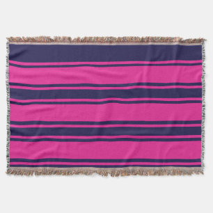Pink and Navy Striped Throw Blanket