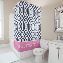 Pink and Navy Trellis Monogram