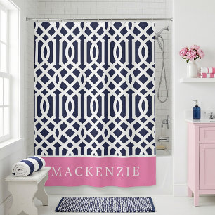 Pink and Navy Trellis Monogram