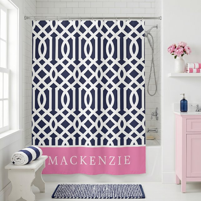Pink and Navy Trellis Monogram (Creator Uploaded)
