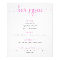 Pink and Off White Wedding Bar Menu Poster