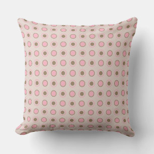 Pink and olive dots throw pillow