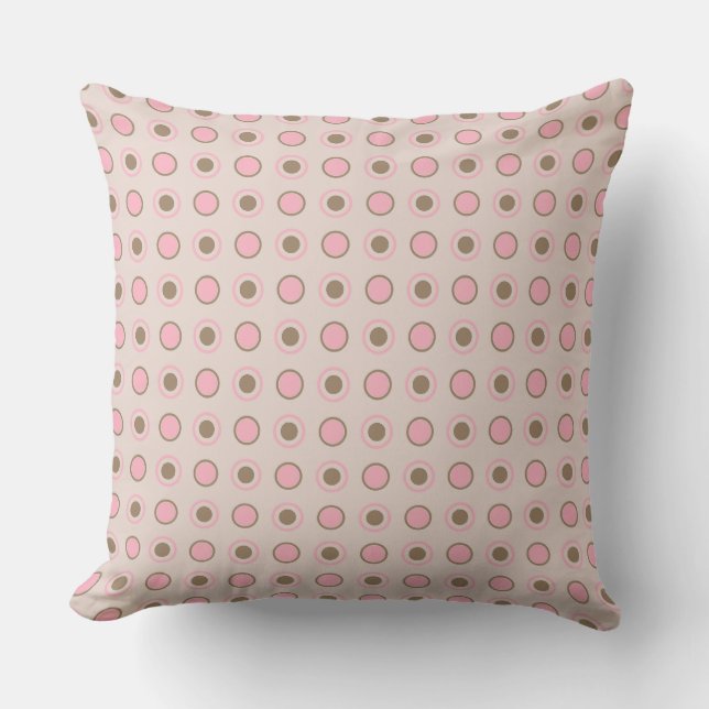 Pink and olive dots throw pillow (Front)