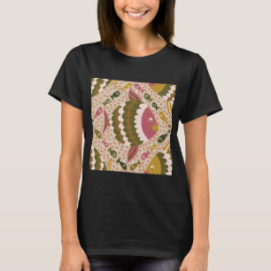 Pink and olive green Maximalist Fishing Day T-Shirt