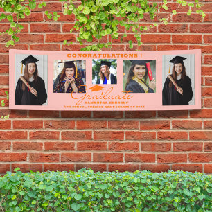 Pink And Orange 5 Photo Congratulations Graduate Banner