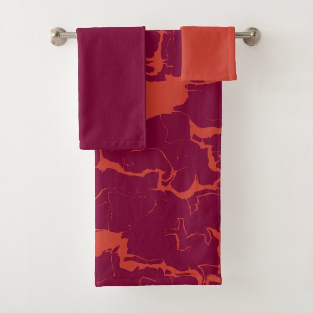 pink and orange abstract bath towel set (Insitu)