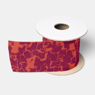 pink and orange abstract bath towel set satin ribbon