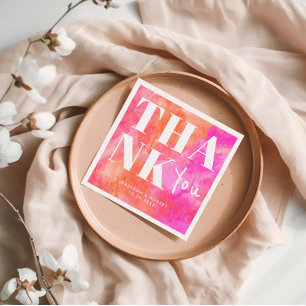 Pink and Orange Abstract Bold Thank You Wedding Napkin