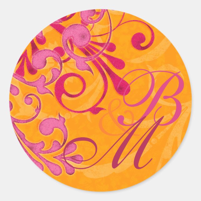 Pink and Orange Abstract Floral Envelope Seal (Front)