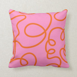 Pink And Orange Abstract Lines Brush Strokes Throw Pillow