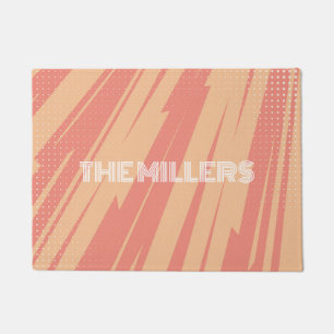 Pink and orange abstract retro design doormat