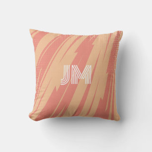 Pink and orange abstract retro design throw pillow