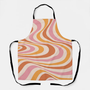Pink and orange abstract swirl design apron