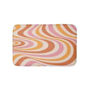 Pink and orange abstract swirl design bath mat