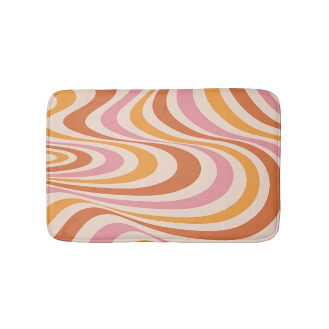Pink and orange abstract swirl design bath mat (Front)